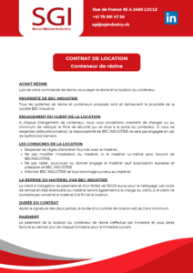 Contrat de location résine